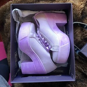 Lavender canvas platform heels